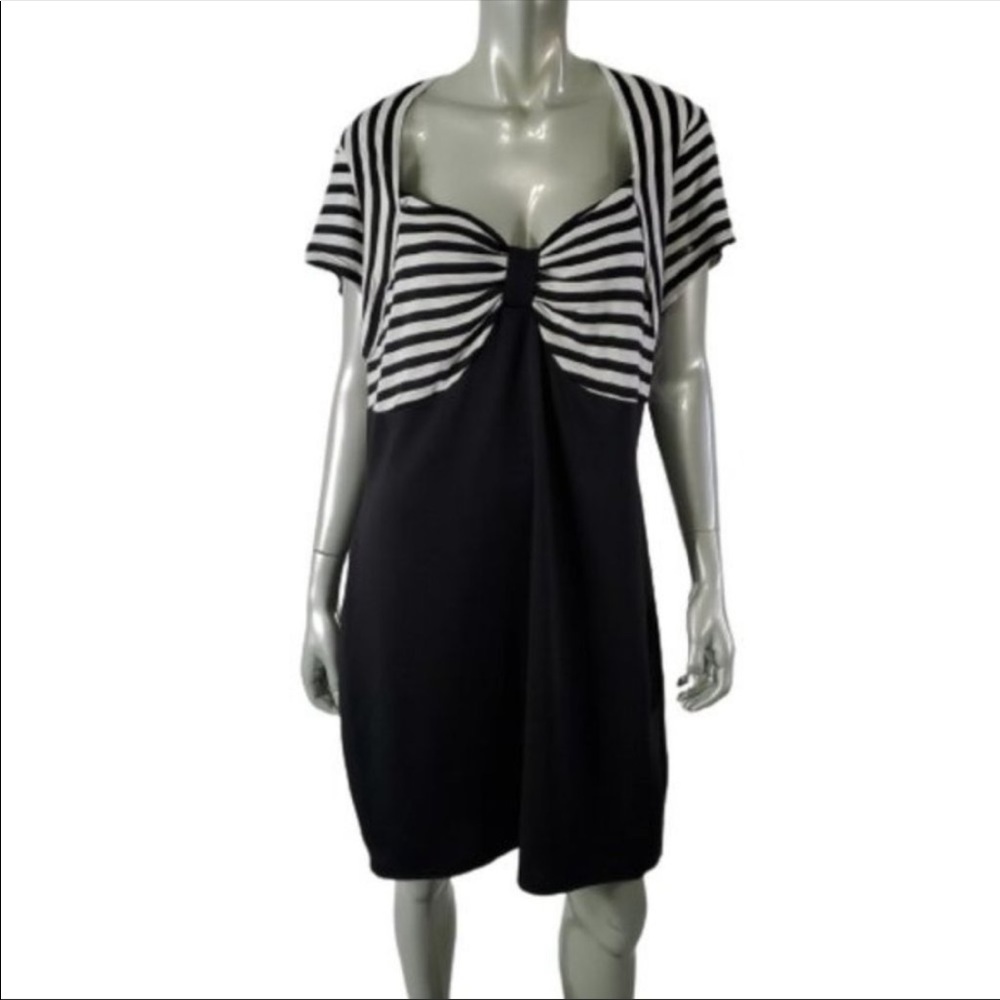 Dots Black Striped Pullover Dress Size 2X NWT